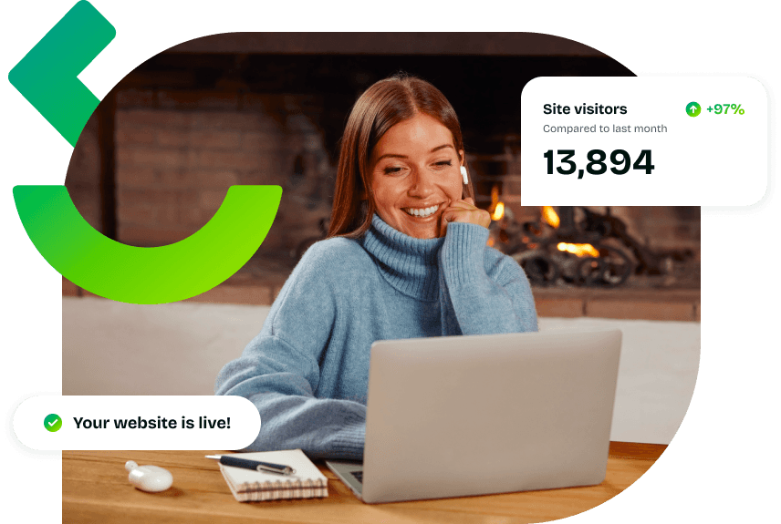 Happy CWS Express client with a live website, 13,894 visitors stat card